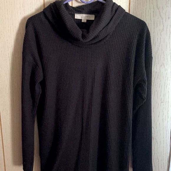 LOFT Oversized Slouchy Waffle knit Cowl Neck Sweater - Picture 2 of 4